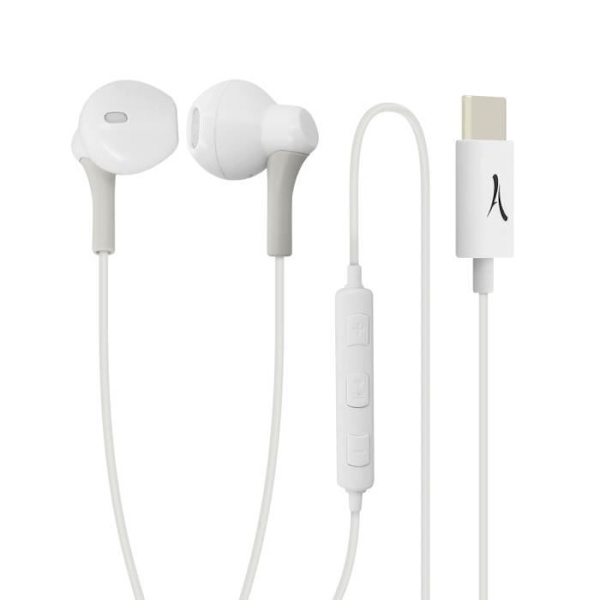 USB-C hörlurar - Akashi - Vit - Fjärrkontroll - Mikrofon - 1.2m Vit