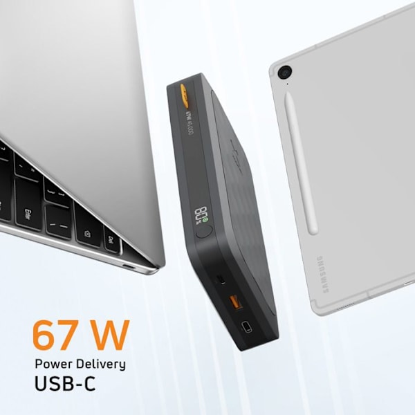 Ulkoakku 45000mAh 67W 2x USB-C + USB-C LED-näyttö Kompakti Xtorm Musta Svart