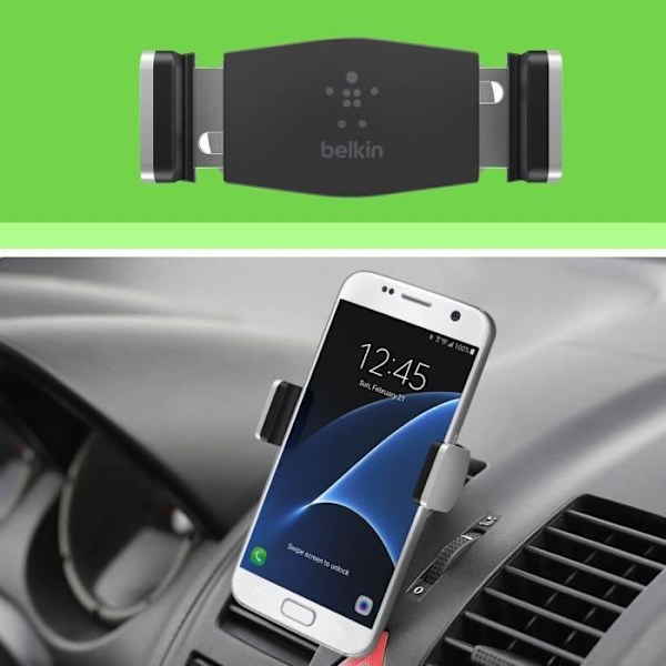 Bilholder - BELKIN - Roterbar 180° - Air Vent Mount - Smartphone op til 5,5 tommer - Sort Svart