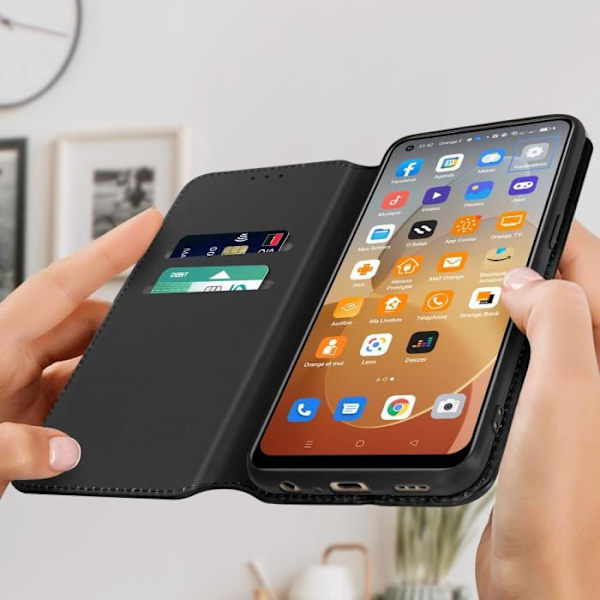 Oppo Reno 7 Wallet Cover Video Support Sort - AVIZAR - Rigid - Syntetisk - Voksen Svart