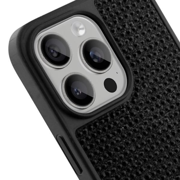 Coque Strass för iPhone 15 Pro Högkantiga Sidor Triangel Diamant Guess Svart Svart