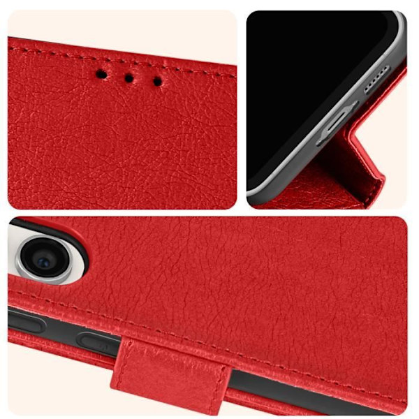 Fodral till Samsung Galaxy S23 FE - AVIZAR - Chesterfield - Röd - Stativfunktion - Kortförvaring Röd