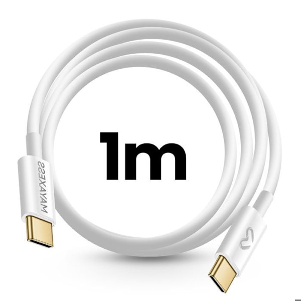 USB-C - USB-C Nopea Latauskaapeli 20W Mayaxess Valkoinen Vit