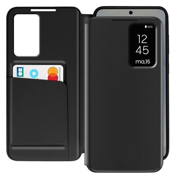 Nahkakotelo Galaxy S25 Plus Näyttöikkuna Korttipidike Musta Svart