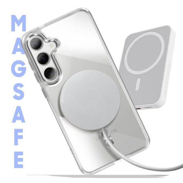 Coque MagSafe för Samsung Galaxy S24 och S25 Baksida Glas Färg Silver Grå