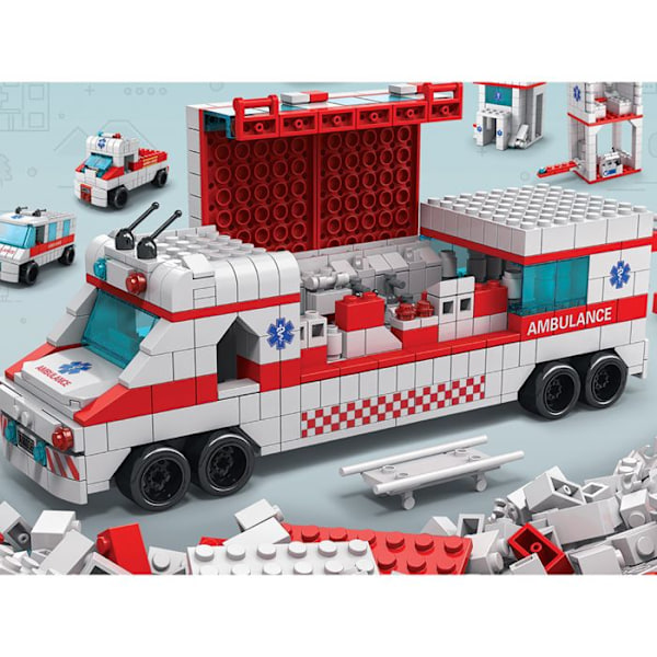 Byggelegetøj 6 i 1 Ambulance Køretøjer 1000 Samlesætter Multicolor Svart