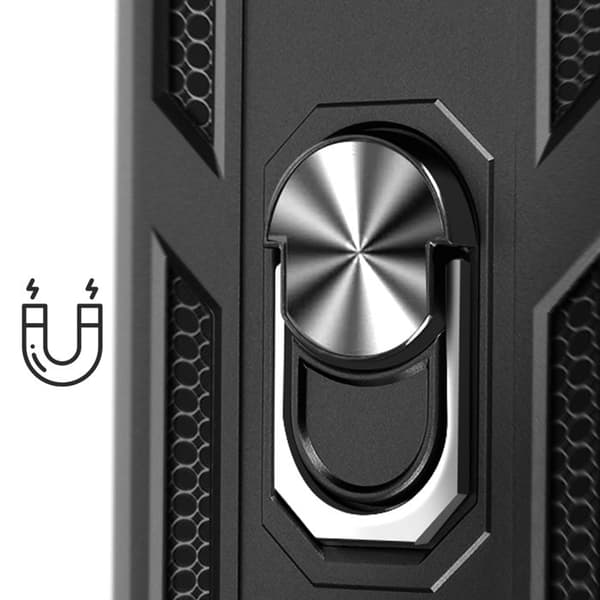 Coque til iPhone 16e - Hybrid - Sort - Stødafvisende - Video Støtte Ring - Magnetisk Kompatibel Svart