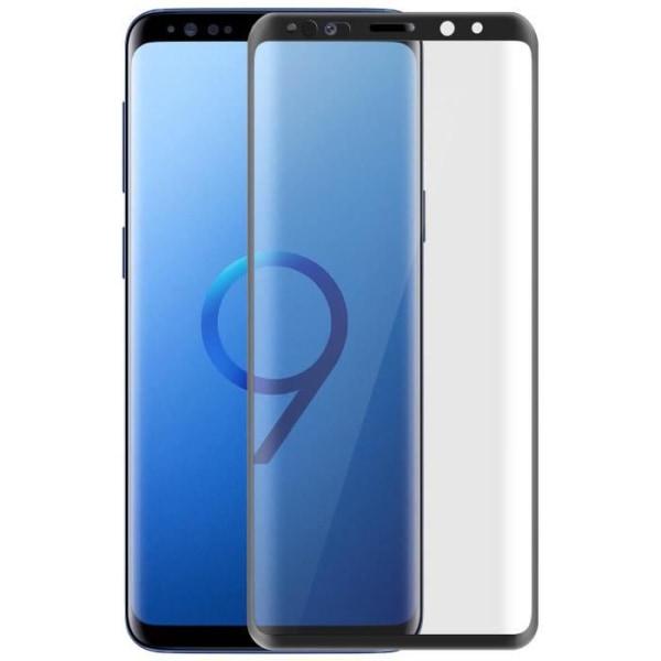 Galaxy S9 Film Tempered Glass 9H Kaareva 5D Full Cover Protection Mustat ääriviivat