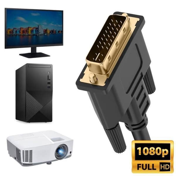 Videoadapteri - AVIZAR - 1m - HDMI uros DVI uros - Full HD 1080p - Plug and play