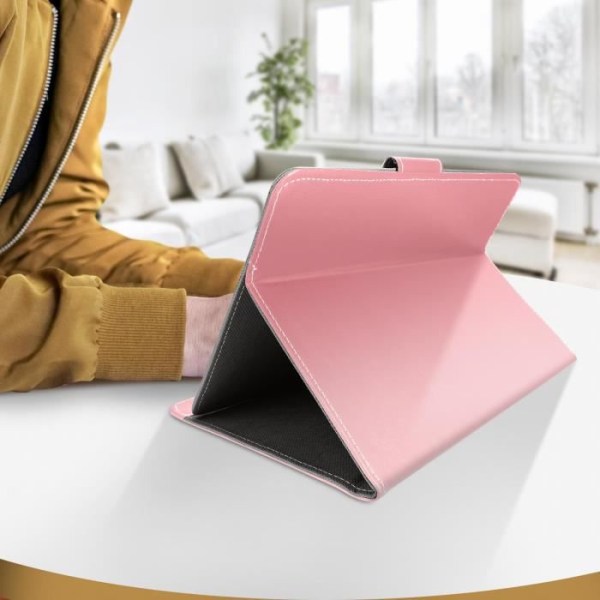 Housse Tablett - AVIZAR - Universell - Vintage Läder Effekt - Videostöd - Rosa Rosa