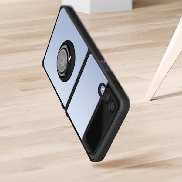 Fodral till Galaxy Z Flip 4 Bi-material Metal Ring Video Support Svart Svart