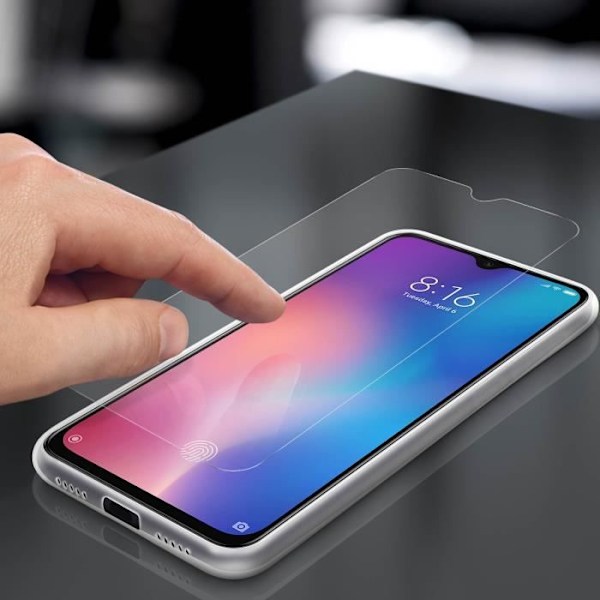 Suojakuori - AVIZAR - Xiaomi Mi 9 SE - Pehmeä Silikoni - Karkaistu Lasi 9H - Läpinäkyvä Valkoinen Klar vit