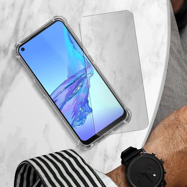 Suojakuori ja suojakalvo - AVIZAR - Oppo A53 ja A53s - Pehmeä silikoni - Karkaistu lasi 9H - 360° suojaus Vit