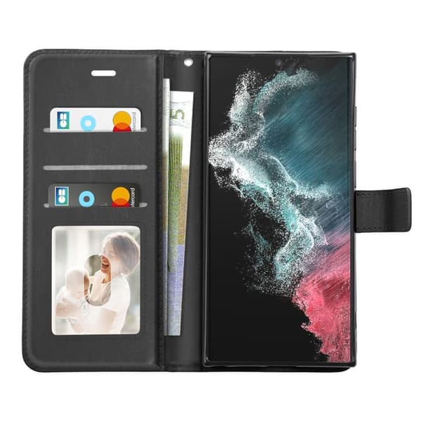 Etui til Galaxy S22 Ultra med håndledsrem og videostøtte Mayaxess Sort Svart