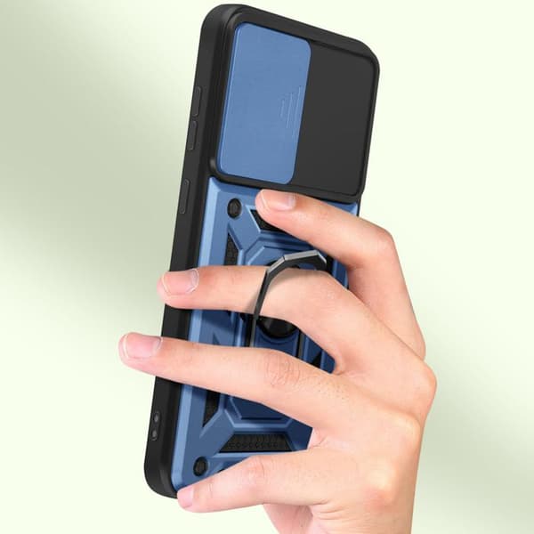Fodral för Samsung Galaxy A55 Ring Support Sliding Camera Cover Mayaxess Night Blue Blå