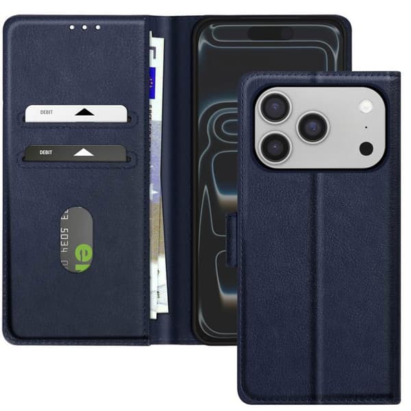 Chesterfield Väskfodral för iPhone 17 Pro med Stöd Funktion Mörkblå Blå