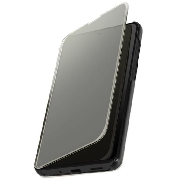 Étui för Samsung Galaxy M55 Fällbar Spegel Clear View Ställning Silver Grå