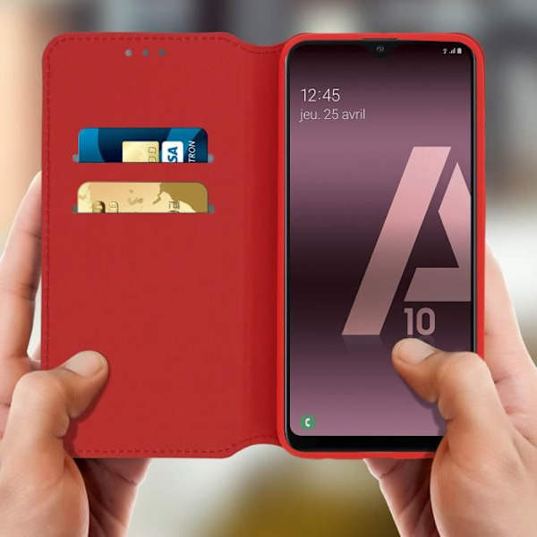 Cover til Samsung Galaxy A10 Folio Cover Video Support Funktion Rød Röd