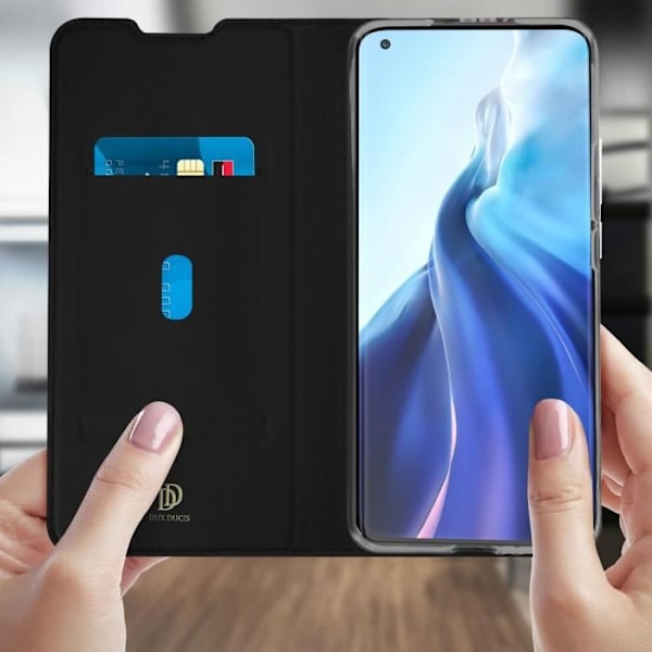 Hus - Dux Ducis - Xiaomi Mi 11 Pro - Ekologiskt läder - Videostöd - Inbyggd kortfodral Svart