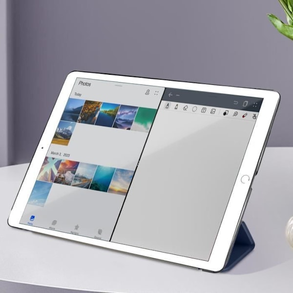 iPad Pro 12.9-fodral - AVIZAR - Trifold - Syntetiskt läder - Mörkblå - Heltäckande skydd Blå