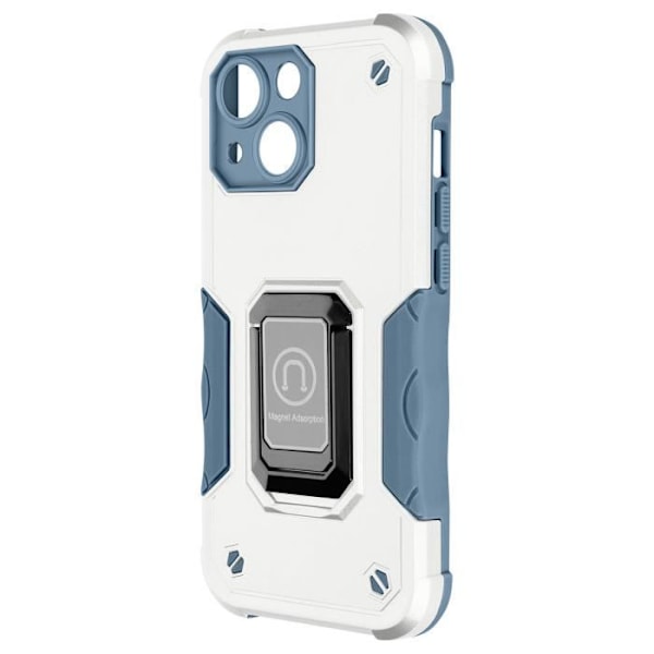 iPhone 14 Stødsikker Hybrid-etui med magnetisk ringholder hvid Vit