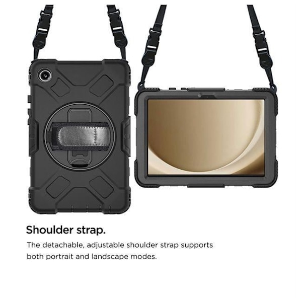 Galaxy Tab A9 Plus -kotelo - EIGER - Täysi suoja - 360° kääntyvä kahva Svart