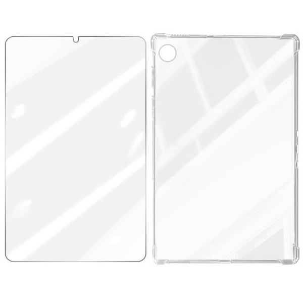 Fodral till Samsung Galaxy Tab A9 Stötsäker silikon och transparent härdat glas Vit