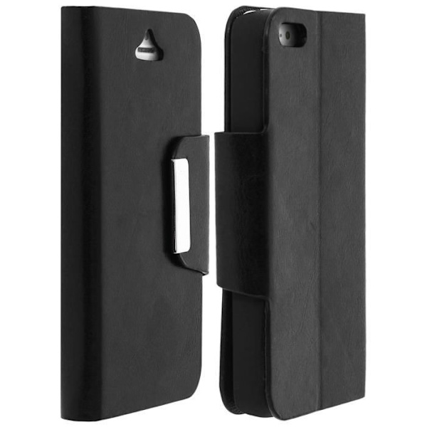 Housse iPhone SE/5/5s - Avizar - Fodral Folio Plånbok - Ekologiskt läder - Svart - Stöd funktion Svart