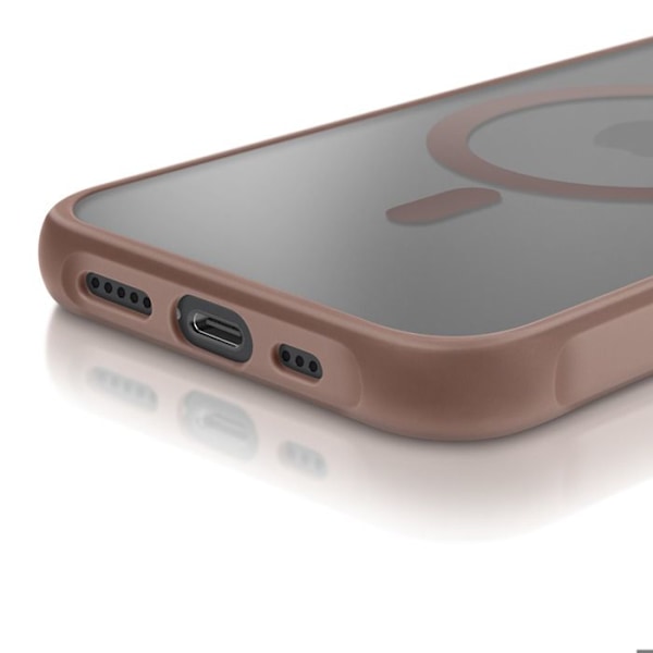 MagSafe-kuori iPhone 16:lle, matta frosted takakansi, ruskea reuna kastanj