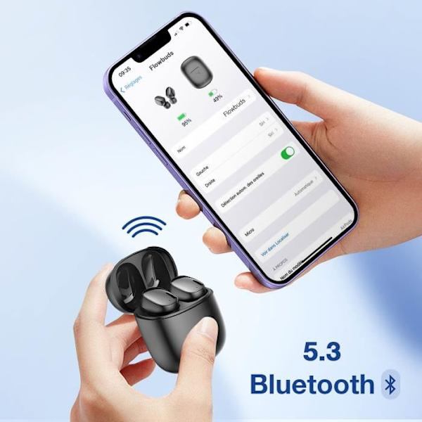 In-ear kuulokkeet - 3MK - FlowBuds - Bluetooth 5.3 - 26 tunnin akunkesto - Hienkestävä Svart