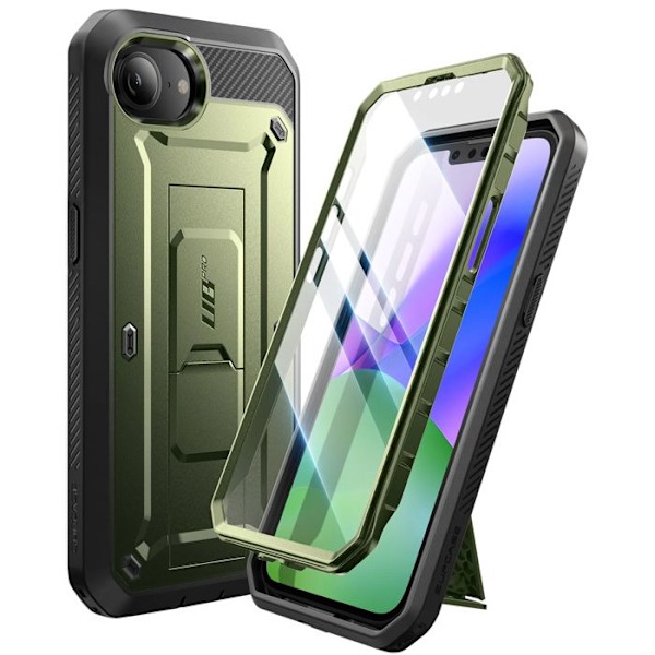 Kokonainen kuori iPhone 16:lle Iskunkestävä Tuki Jalusta Supcase Vihreä Grön