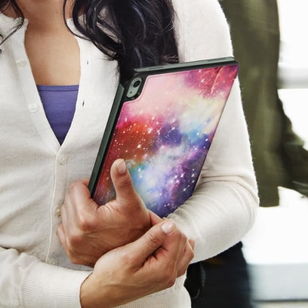 Housse til iPad Air 2020 - Apple - Sort Galaxiemønster - Øko-læder - Videoopstilling - Tastaturstøtte Svart