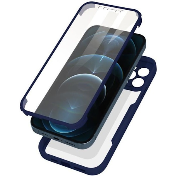 Helkåpa - AVIZAR - iPhone 12 Pro Max - Stötdämpande - Plexiglas - Mörkblå kant Midnattsblå