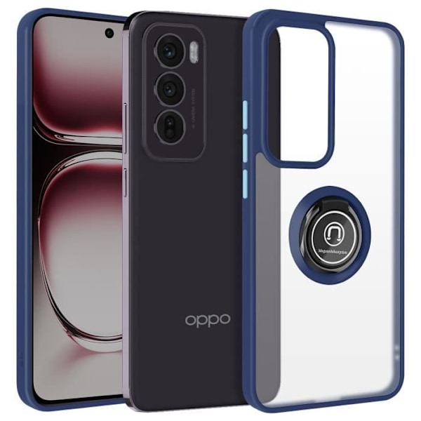 Coque til Oppo Reno 12 med metalring til videostativ i natblå Blå