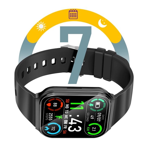 Bluetooth-smartwatch med sportsopfølgning og hændsfri opkald Akashi Sort Svart