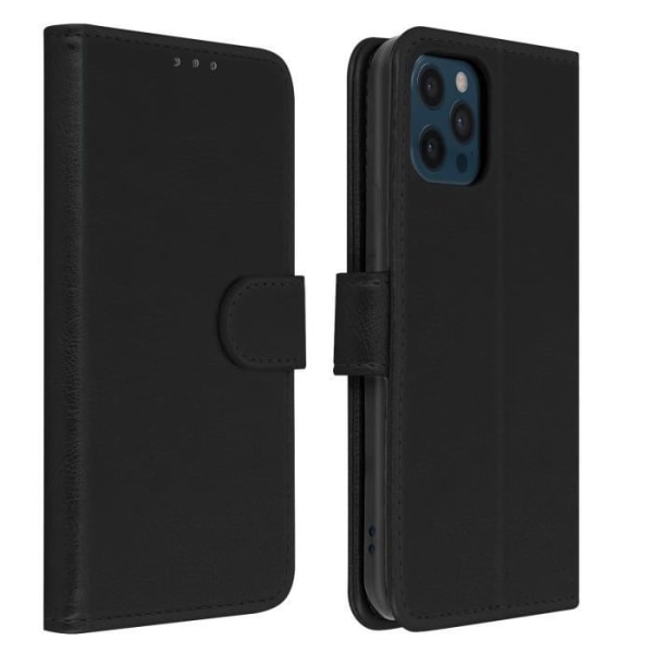 AVIZAR Suojakuori Apple iPhone 12 Pro Max -puhelimelle - Musta - korttipidike ja jalustatoiminto Svart