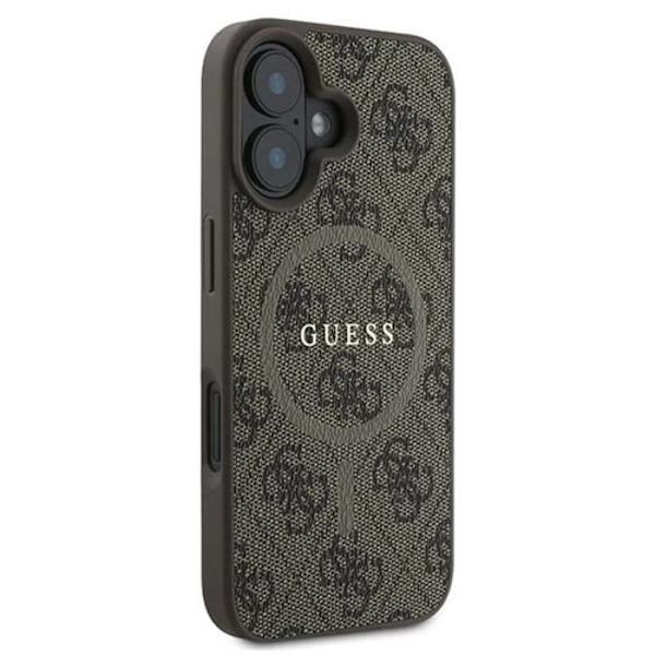 iPhone 16 cover - Guess 4G Ring Classic Classic Logo MagSafe (GUHMP16SG4GFRW) - Brun