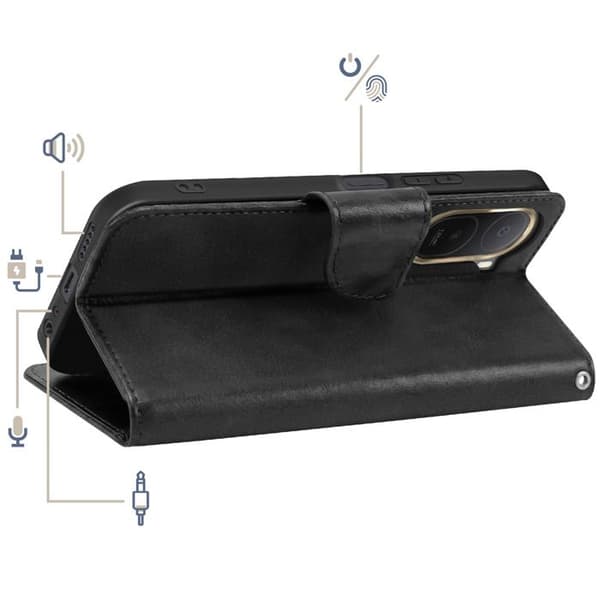 Retro Stil Tegnebog Etui til Redmi A7 Pro med Støtte Sort Svart