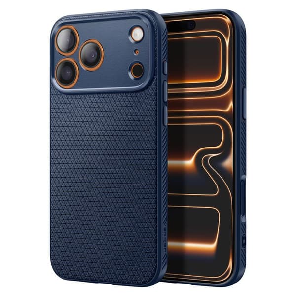 Cover til iPhone 17 Pro Model Liquid Air Blød Antiskrid Spigen SGP Marineblå Blå