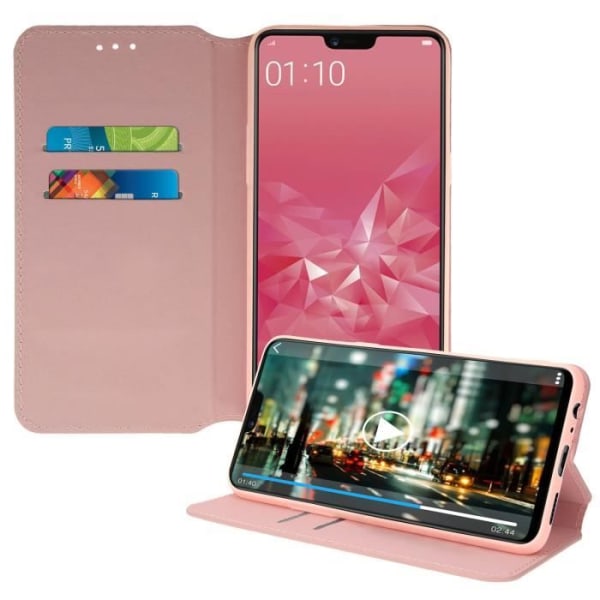 Housse - Oppo - A3 - Øko-læder - Kortlomme - Støttefunktion - Rosa Rosa