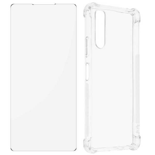 AVIZAR Premium 360° skyddspaket - Sony Xperia 10 IV - Förstärkt skal + Transparent härdat glas - Vit Vit