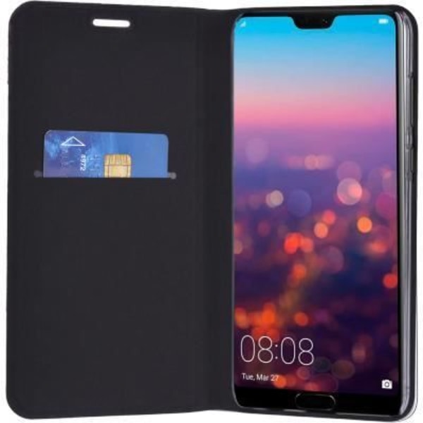 Foliokotelo - Huawei - P20 Pro - Musta - Kova kuori - Läppä korttitelineellä sort