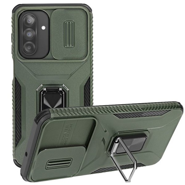 Coque för Samsung Galaxy A26 med ringstöd och kameraöverdrag i mörkgrön Grön
