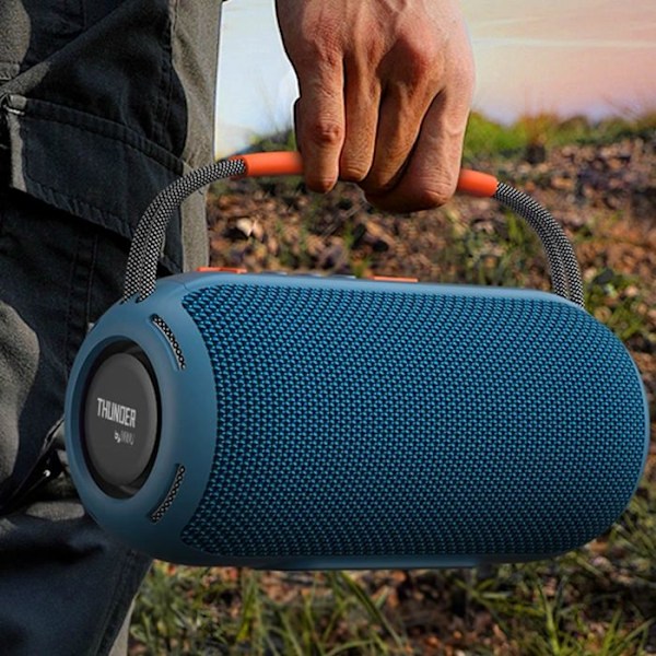 Bluetooth-högtalare med flerfärgad LED Batteritid 4h Handtag wiwu Blå