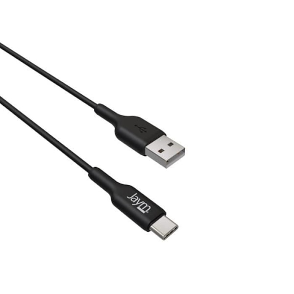 Laddnings- och datasynkroniseringskabel USB till Type-C 2.4A 1M Jaym Svart Svart