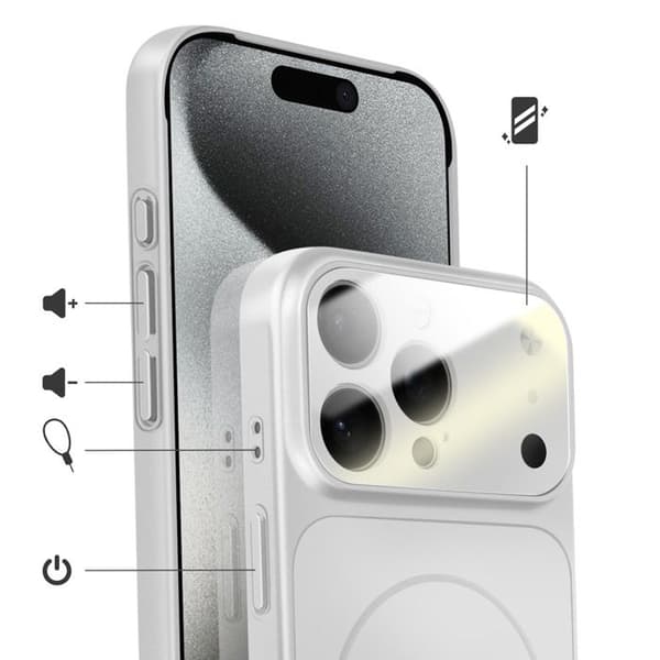 MagSafe-skal för iPhone 15 Pro Hårt med Glas Kameraskydd Silver Grå