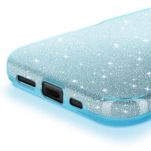 Glitteret Cover - iPhone 16 Plus - Stødabsorberende - Glamour Design - Blå Farve Blå