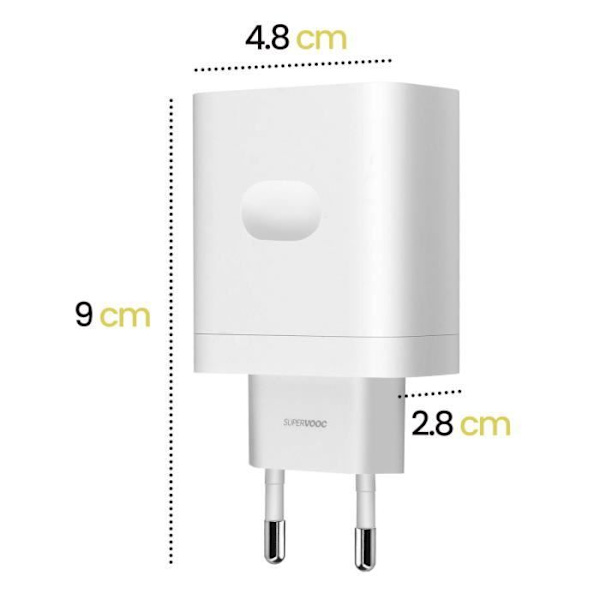Oppo USB SuperVOOC 33W oplader med USB til USB-C kabel hvid