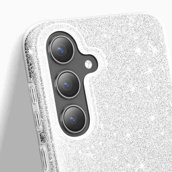 Skydd - Samsung - S24 Plus/S25 Plus - Ultra Fin Silikon - Glittrande Silver - Glamour Design Grå