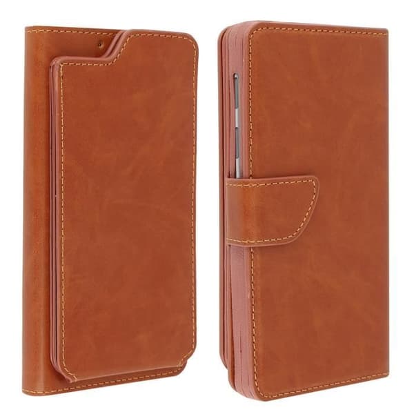 Housse Portefeuille - AVIZAR - Universel - Læder Camel - 3 Rum - Til Smartphones 5,0 til 5,3''' kamel